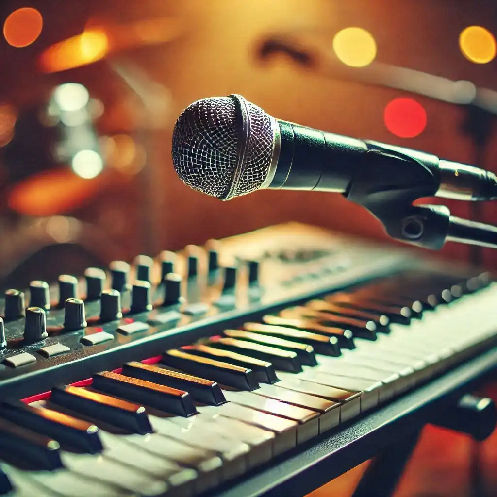 Keyboard der Partyband und Hochzeitsband aus München und Bayern mit Mikrofon als kleines Navigationsbild zur Besetzung
